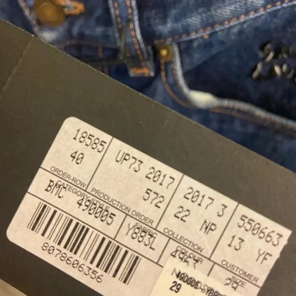 NWT Saint Laurent Asymmetrical Closure Straight Fit Jeans Blue Size 29 - Picture 7 of 8